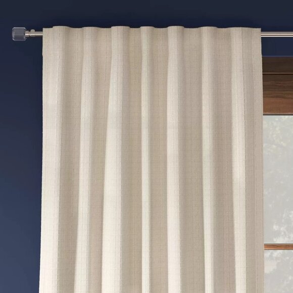 Threshold New Ivory Textured Plaid Single Lined Blackout Curtain Panel 50" x 84" - Picture 2 of 7